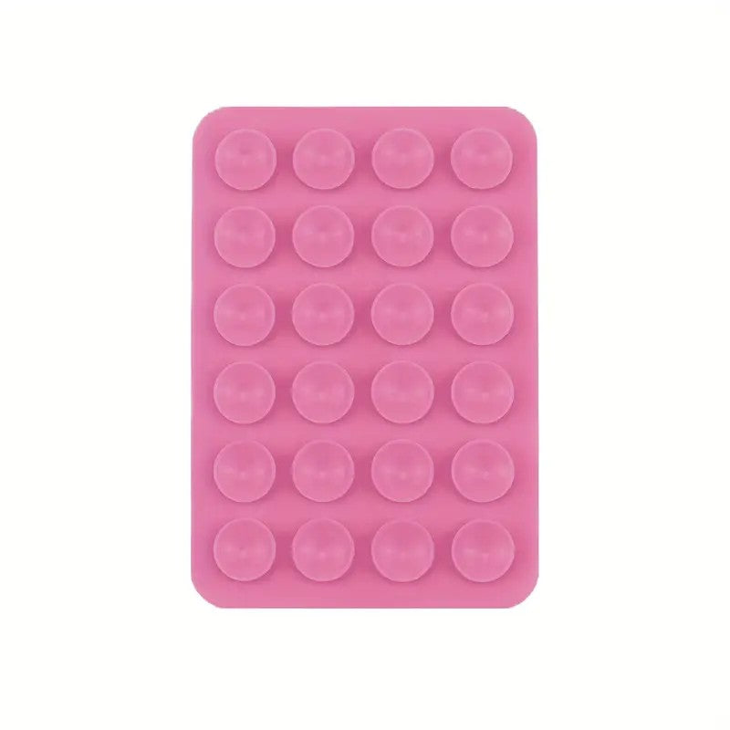 Suport Telefon si Tableta cu 24 Ventuze, Suport Auto si Selfie din Silicon pentru Tik-Tok, Universal, 8 x 5.5 cm, Roz