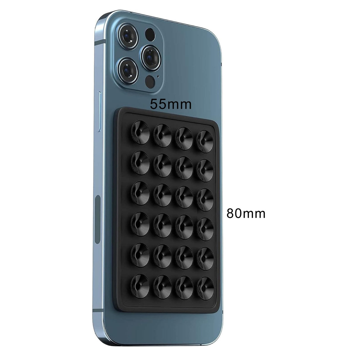 Suport Adeziv Universal pentru Telefon si Tableta, cu 24 Ventuze pentru Selfie si TikTok, Silicon Ecologic, 8 x 5.5 x 1 cm, Negru