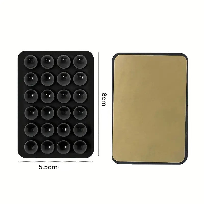 Suport Adeziv Universal pentru Telefon si Tableta, cu 24 Ventuze pentru Selfie si TikTok, Silicon Ecologic, 8 x 5.5 x 1 cm, Negru