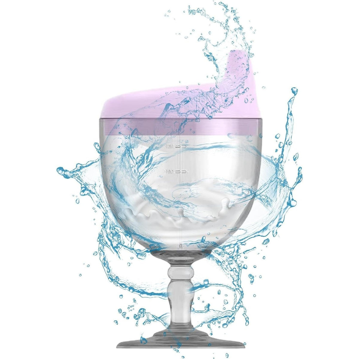 Pahar Educativ pentru Copii cu Cioc Antiscurgere, Design Tip Cupa cu Picior, Policarbonat Rezistent, Gradat 150 ml, Mov, +3 Ani