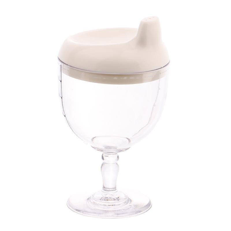 Pahar Copii cu Picior și Cioc Antiscurgere, Tip Cupă Antrenament fără Mâner, Plastic Policarbonat Rezistent, 150 ml, Alb, +3 Ani