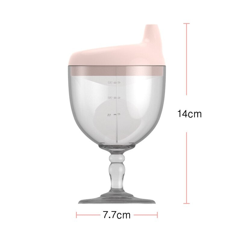 Pahar Antrenament pentru Copii, Cupa Tip Gobelet cu Cioc Antiscurgere, Plastic PC Rezistent la 120 Grade, Fara BPA, Gradatie 150 ml, Roz, +3 Ani