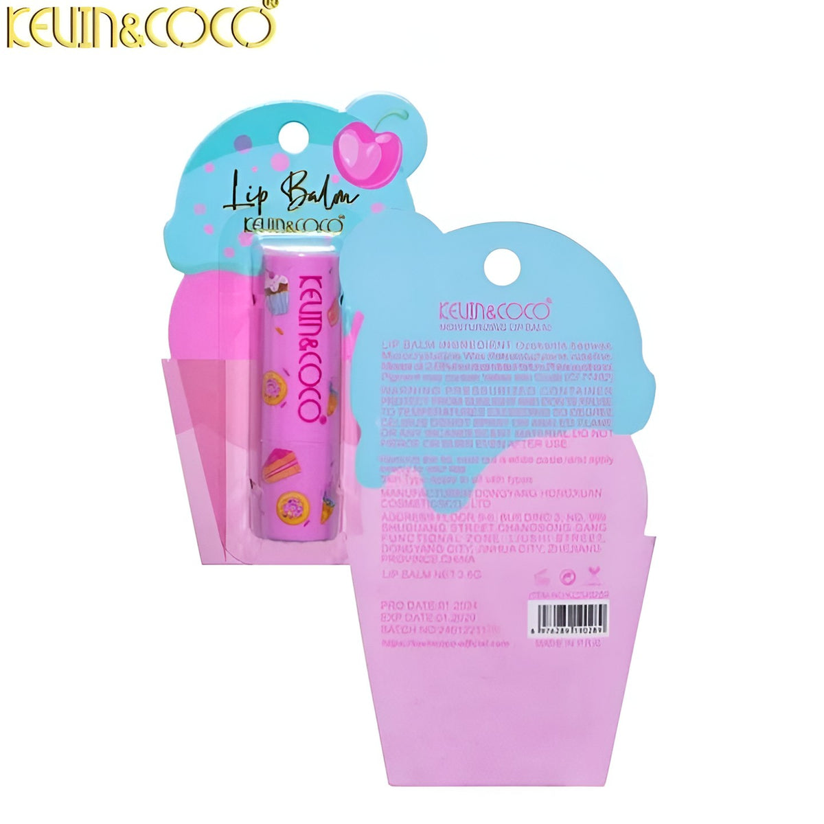 Kevin&Coco Balsam de Buze Hidratant Cookies, Textură Cremoasă și Catifelată, Formulă Cruelty-Free și Non-Toxică, 25.3 g, 13.5x7.5x2 cm, Albastru