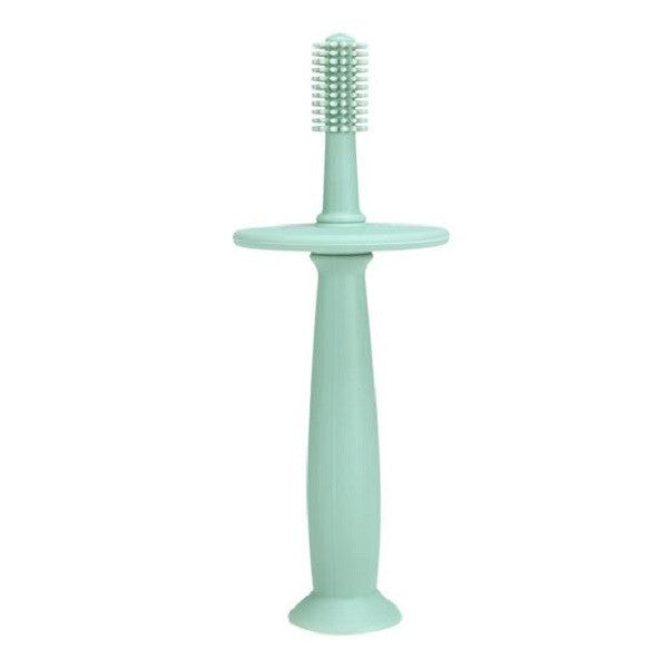 Periuță de Dinți pentru Bebeluși și Copii, Curățare 360 Grade, Barieră Anti-Înghițire și Ventuză, Silicon Alimentar Fără BPA, 12.5 cm, Turcoaz
