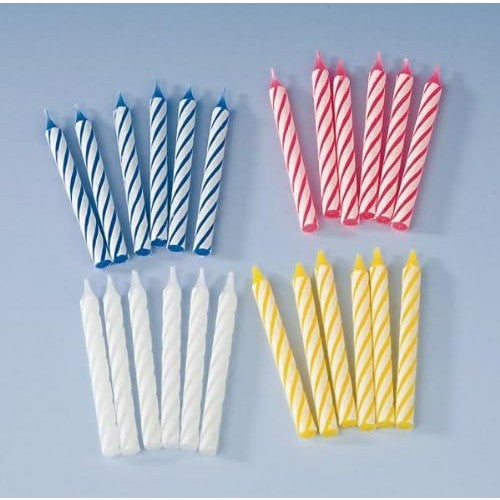 Set 24 Lumanari pentru Tort, Model Spirala, Accesorii Petrecere Aniversara, Parafina fara Parfum, 6.5 cm, Multicolor