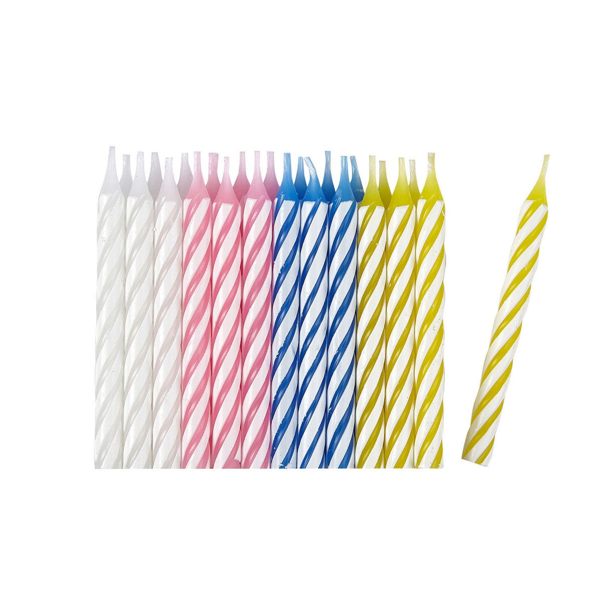 Set 24 Lumanari pentru Tort, Model Spirala, Accesorii Petrecere Aniversara, Parafina fara Parfum, 6.5 cm, Multicolor