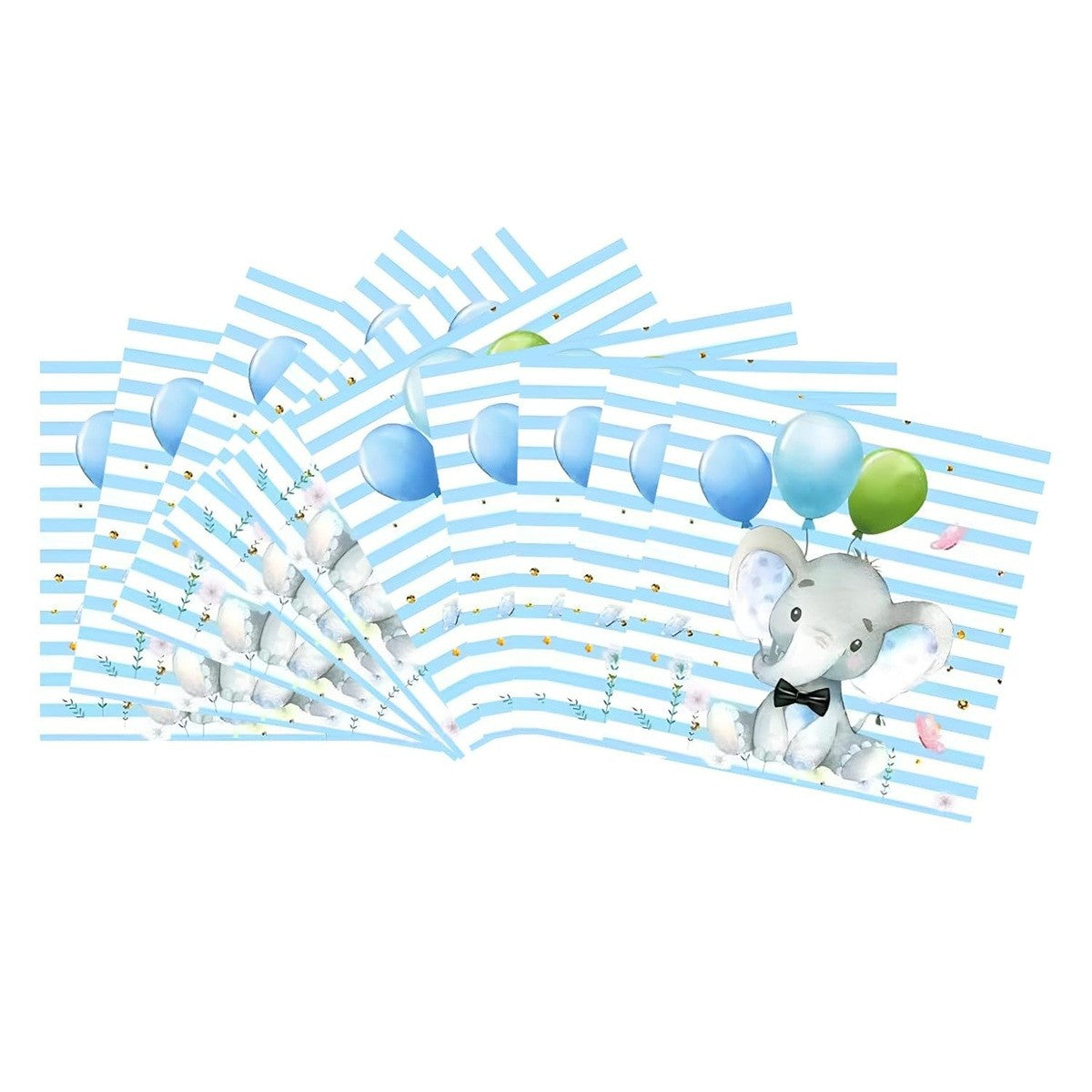 Servetele de Masa pentru Copii, Imprimeu Elefant, Hartie Absorbanta, 33 x 33 cm, Set 20 Bucati, Albastru