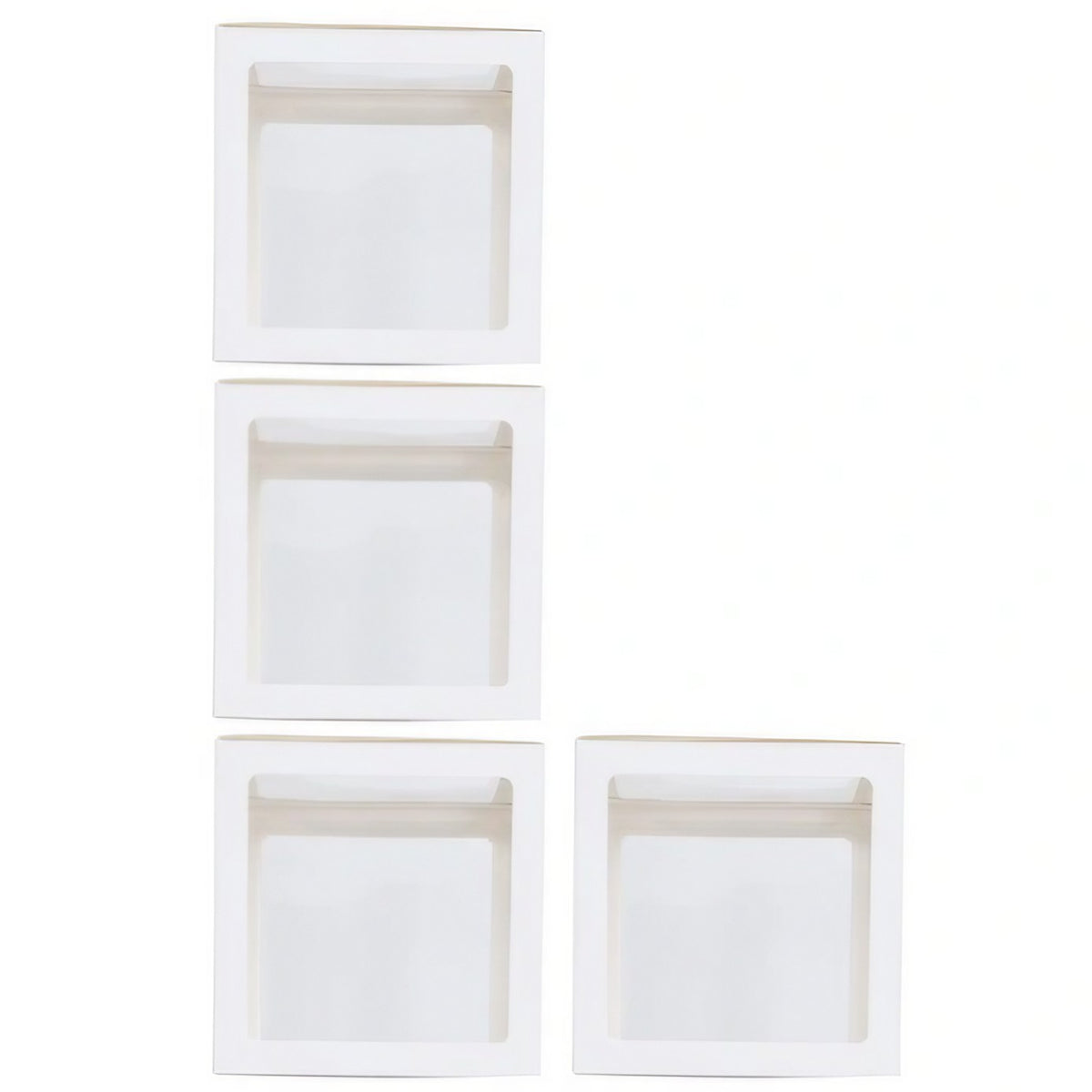 Set 4 Cutii pentru Baloane, Cuburi Decorative pentru Petrecere și Aniversare, Carton și Plastic, 30 x 30 cm, Transparente cu Contur Alb