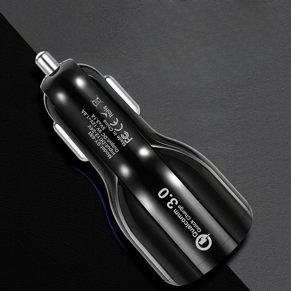 Încărcător Auto Universal, Încărcare Rapidă QC3.0, Interfață USB, 3100 mAh, Compatibil 12V-24V, ABS și PVC, Negru