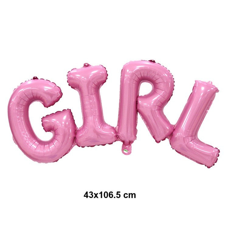 Set Baloane Party Text Girl, Balon din Folie Metalizată pentru Baby Shower și Botez, Umflare Aer sau Heliu, Include Pai, 43x106.5 cm, Roz