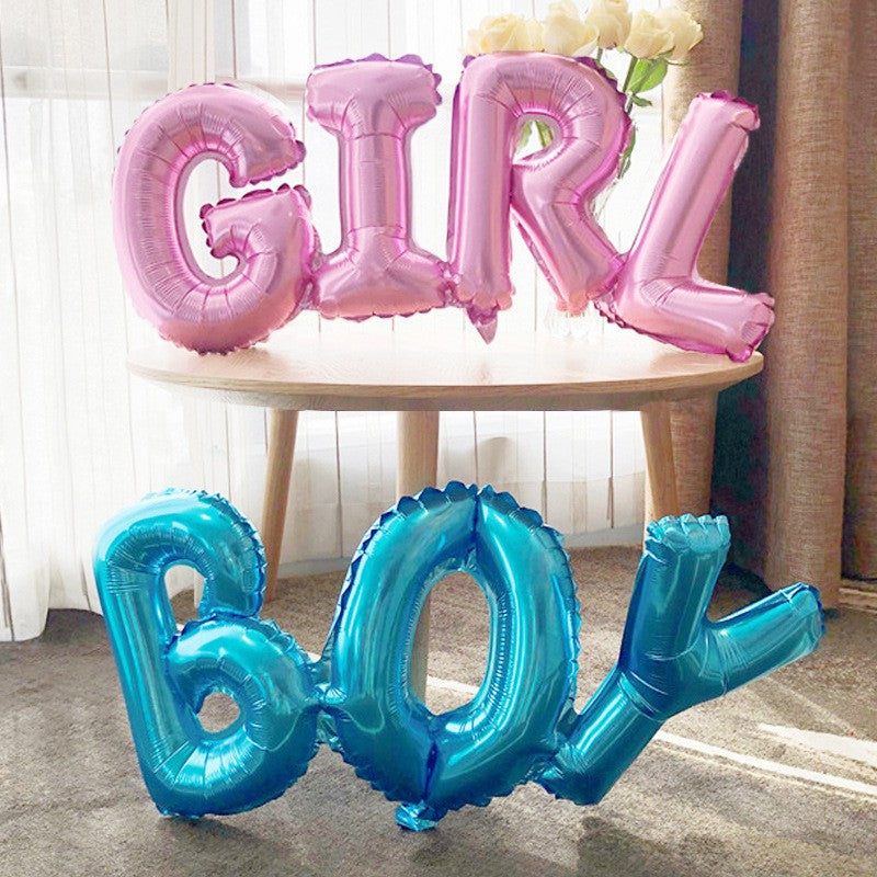 Set Baloane Party Text Girl, Balon din Folie Metalizată pentru Baby Shower și Botez, Umflare Aer sau Heliu, Include Pai, 43x106.5 cm, Roz