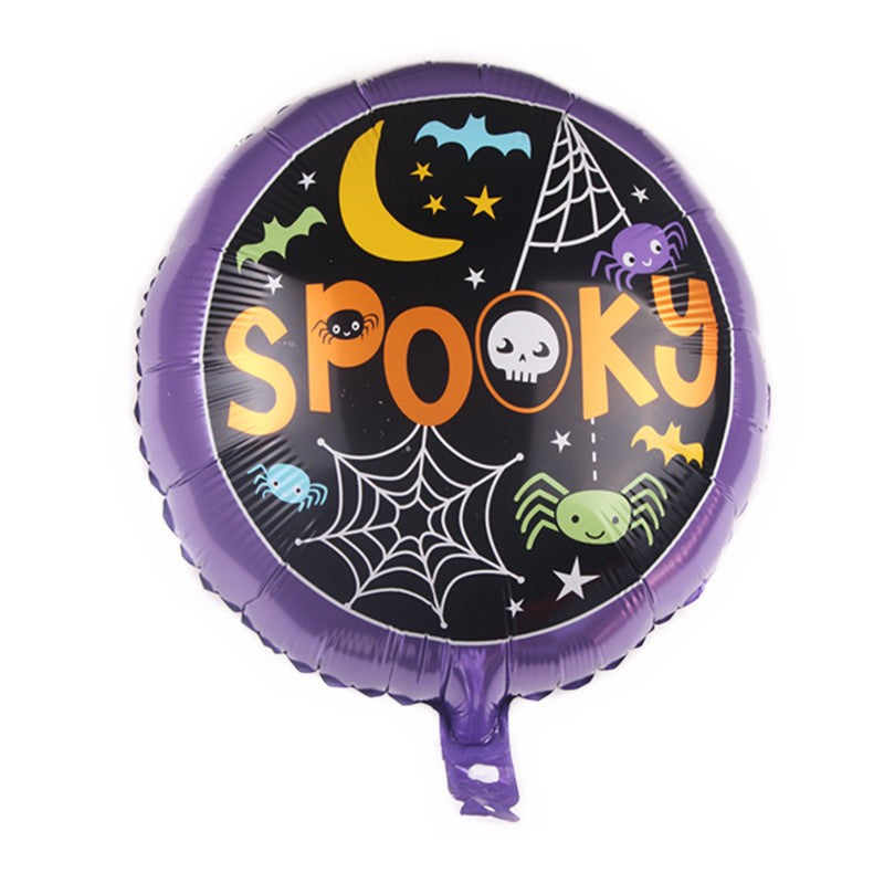 Set 5 Baloane Halloween din Folie Metalizata, Decoratiuni Petrecere Tematica, Figurina Pisica Neagra 65x49 cm, Stelute si Cercuri 45 cm, Umflare Aer sau Heliu, Negru