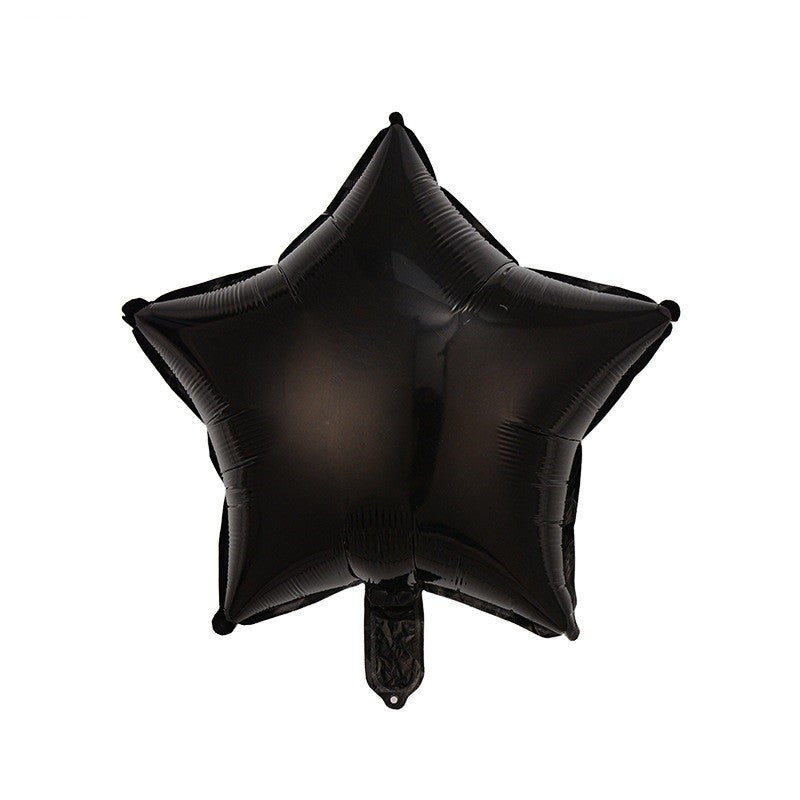 Set 5 Baloane Halloween, Figurina Craniu si Stelute, Folie Metalizata, Umflare Aer sau Heliu, Alb-Negru, 5 Piese, Craniu 50.5x74 cm, Baloane Rotunde si Stele 45 cm