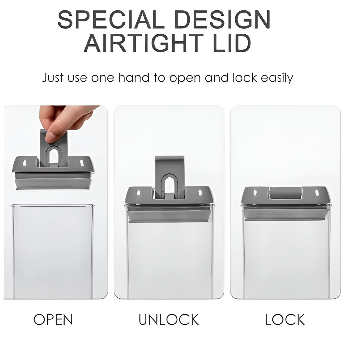 Set 7 Recipiente Depozitare Alimente Etanse, Organizator Bucatarie si Camara, Plastic Acrilic Fara BPA, Include 10 Etichete, 4 Linguri si Spatula, Transparente cu Capac Negru