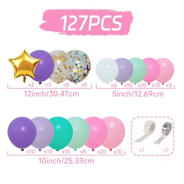 Set 127 Baloane pentru Arcada Happy Birthday, Kit Decorativ pentru Petrecere, Latex Premium, Mix Multicolor