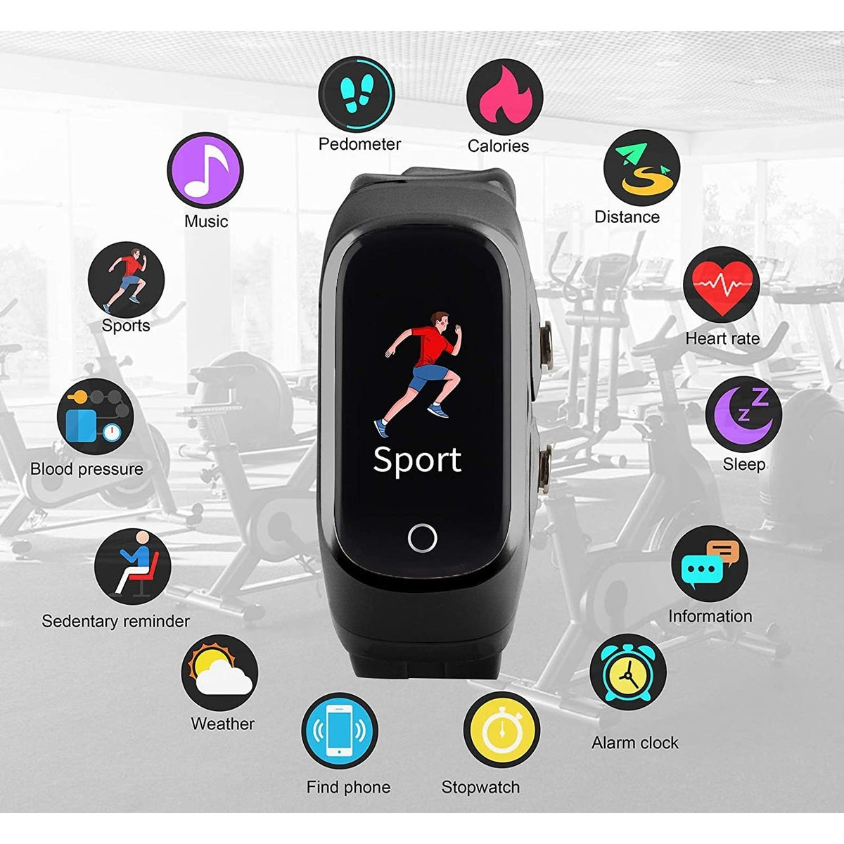 Ceas Smartwatch 2 in 1 cu Casti Bluetooth TWS Integrate, N8, Monitorizare Sanatate si Moduri Sport, Ecran 1.47 inch, Curea Silicon, Negru