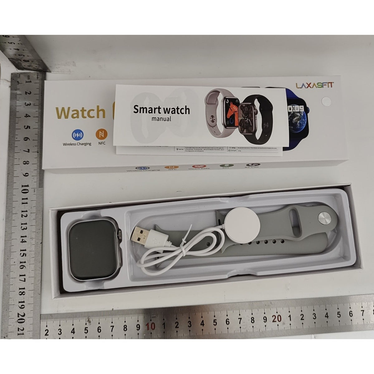 Ceas Smartwatch Editia 9, Apeluri Bluetooth, Incarcare Wireless, NFC, Puls, Ecran 2.01 inch, Curea Silicon, Gri
