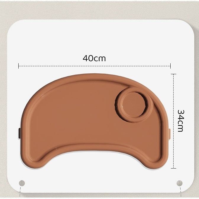 Scaun de Masa pentru Bebelusi si Copii, Telescopic si Pliabil, Roti cu Blocare, Centura 5 Puncte, Tavita si Suport Picioare Reglabile, Piele Ecologica, 97x73x65 cm, Maro