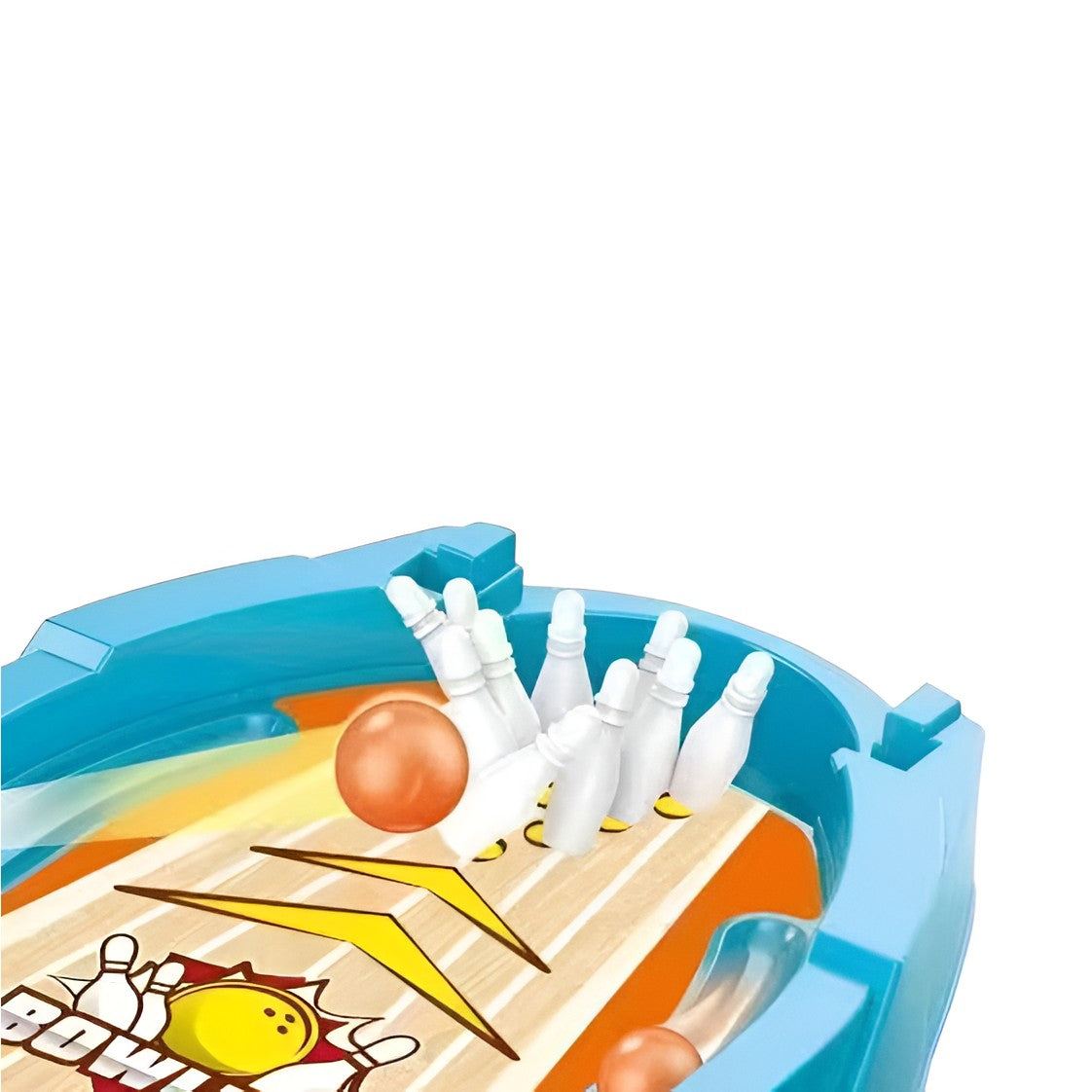 Joc de Masa Mini Bowling Interactiv pentru Copii, Set Educativ cu 6 Pioni si Mingi, Material Non-Toxic, 26.5x19.5x5 cm, Albastru