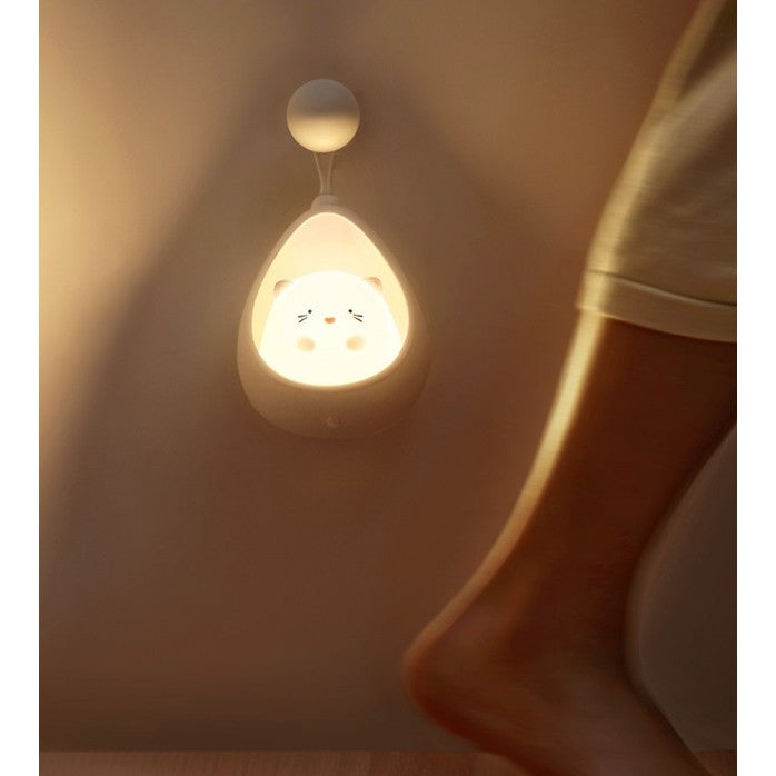 Lampa de Veghe pentru Copii cu Senzor de Miscare, Pisica Portabila, Silicon Non-Toxic si Plastic, Reincarcabila USB, 1200mAh, Alb