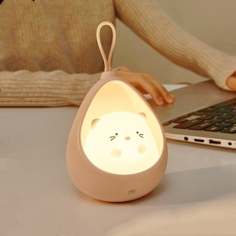 Lampa de Veghe pentru Copii cu Senzor de Miscare, Pisica Portabila, Silicon Non-Toxic si Plastic, Reincarcabila USB, 1200mAh, Alb