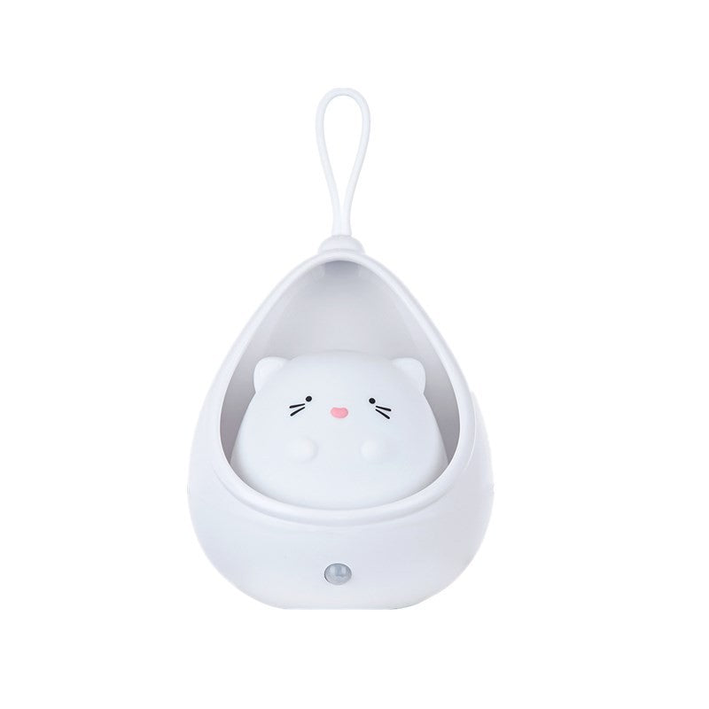 Lampa de Veghe pentru Copii cu Senzor de Miscare, Pisica Portabila, Silicon Non-Toxic si Plastic, Reincarcabila USB, 1200mAh, Alb