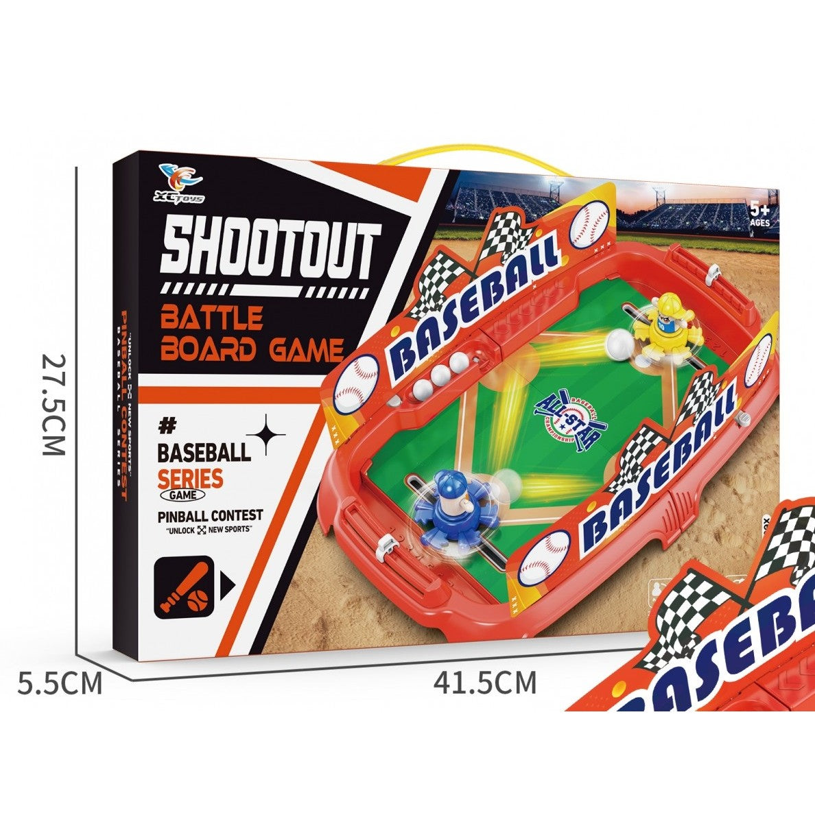 Joc de Masa Interactiv de Baschet, Baseball Battle Game pentru Copii si Familie, Tabela de Scor si 4 Mingi, Plastic, 40.7x27x14.5 cm, Rosu