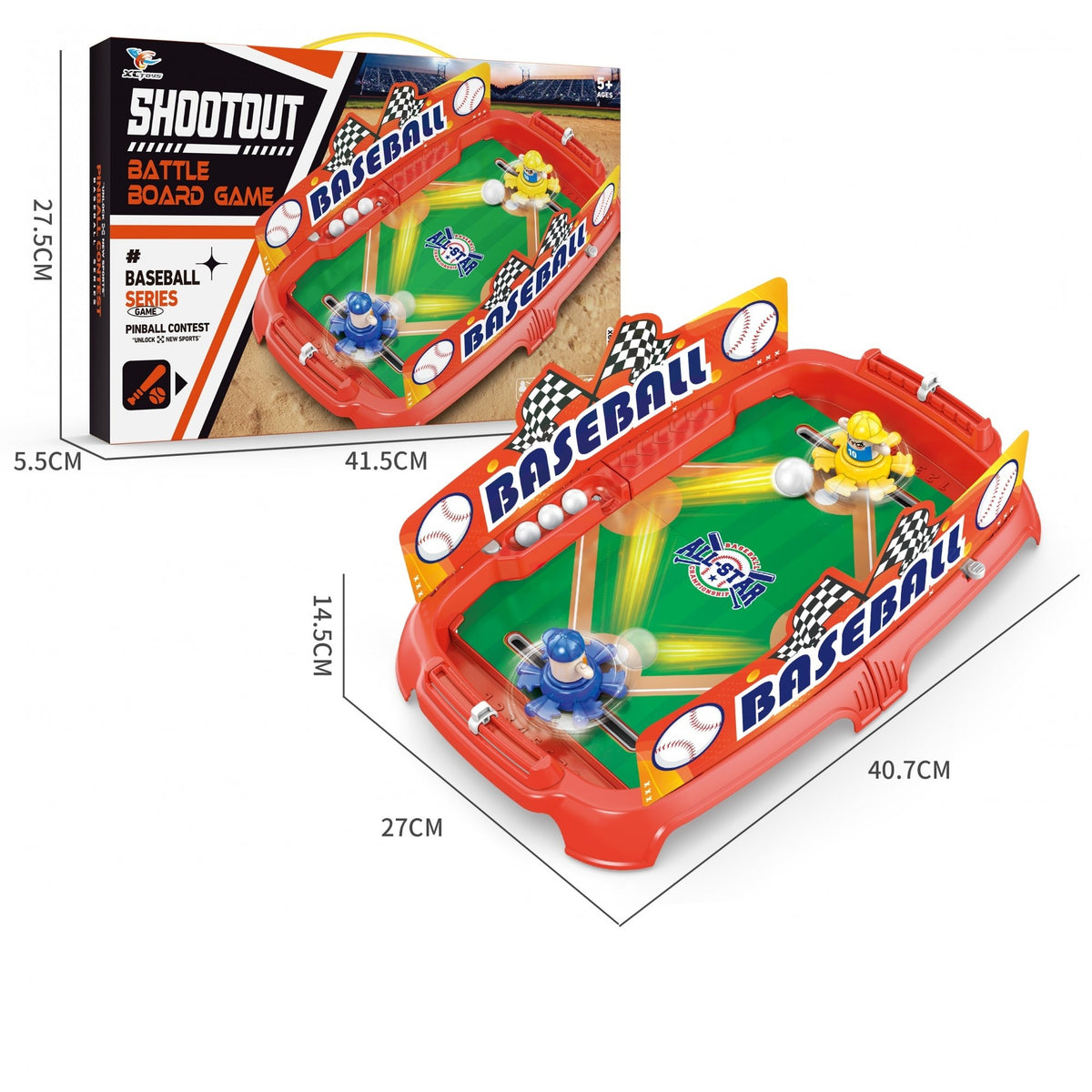 Joc de Masa Interactiv de Baschet, Baseball Battle Game pentru Copii si Familie, Tabela de Scor si 4 Mingi, Plastic, 40.7x27x14.5 cm, Rosu
