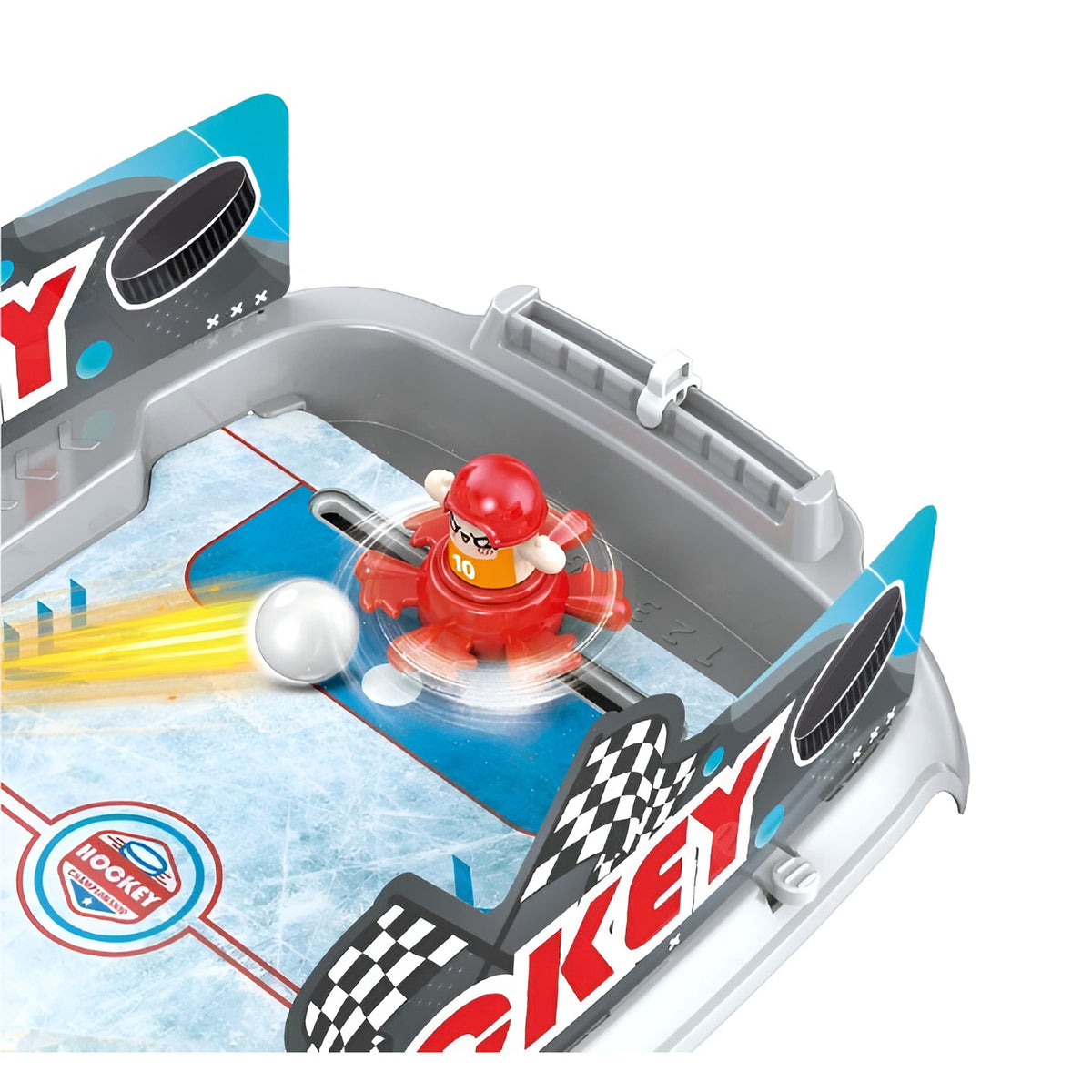 Joc de Masa Interactiv Ice Hockey Battle Game, Mini Hochei pe Gheata cu Tabela Scor si 4 Mingi, Material Plastic, 40.7x27x14.5 cm, Gri