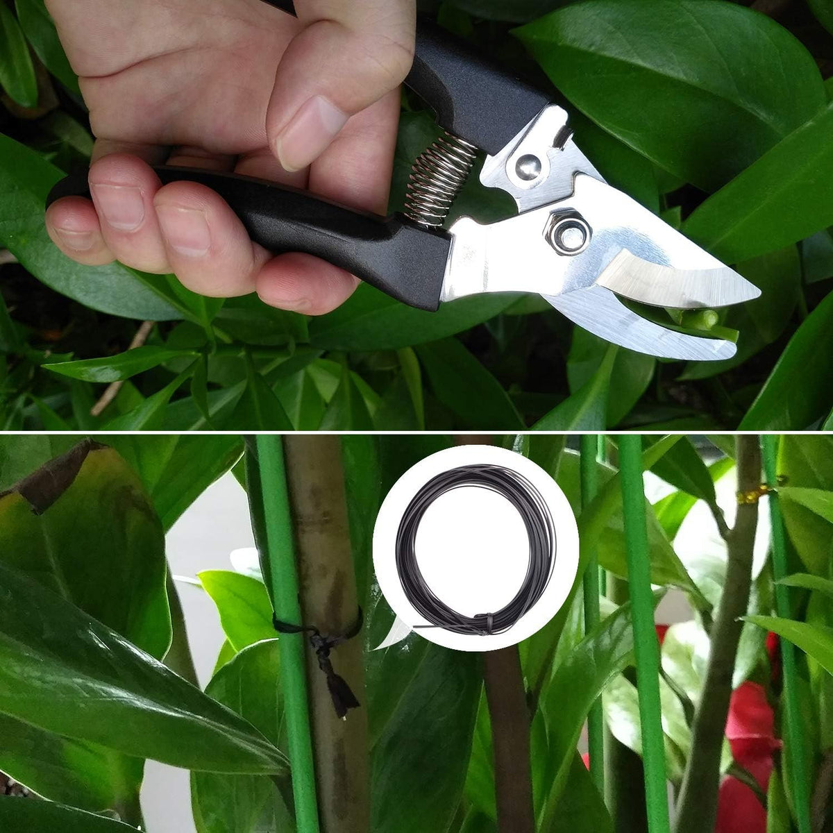 Set Unelte de Gradina pentru Plantare si Ingrijire Plante, Otel Inoxidabil si Manere Ergonomice, Cutie Depozitare Inclusa, 10 Piese, Negru/Portocaliu, 37x28x7 cm