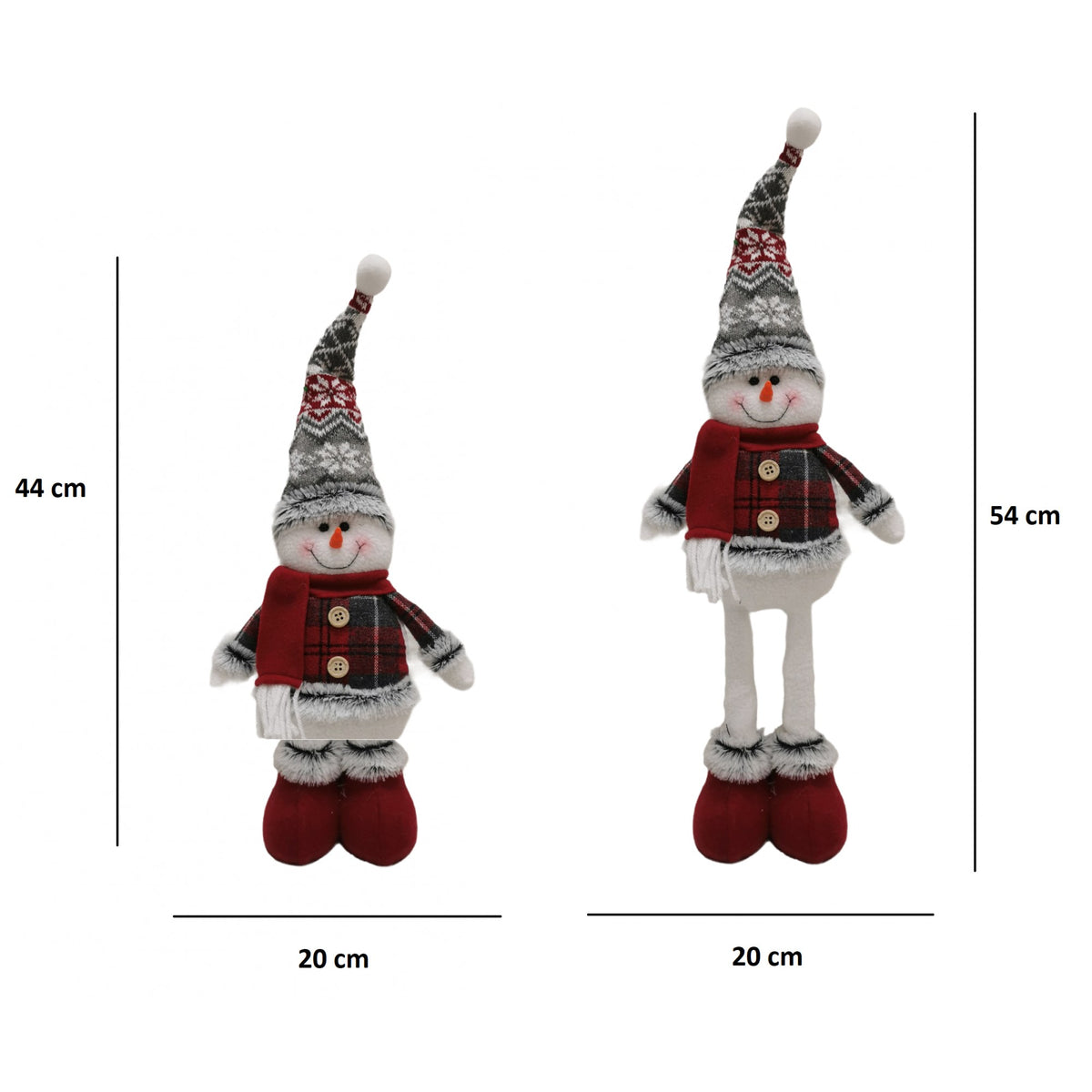 Figurina Decorativa Om De Zapada De Craciun, Picioare Telescopice Reglabile, Material Textil Poliester, Inaltime 44-54 cm, Rosu/Gri