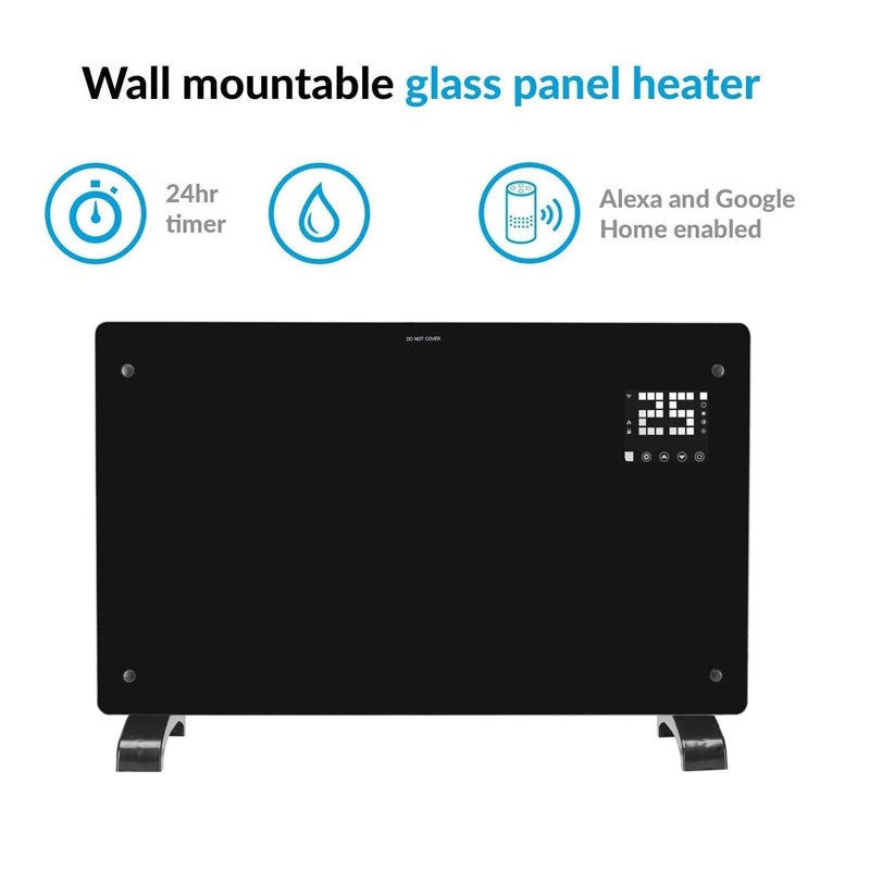 Flippry Convector Electric 2000W cu Wi-Fi, Control Telefon, Termostat Ajustabil, Panou Touch Screen, Afisaj LED, Protectie Supraincalzire, 82.3x12x45.6 cm, Negru