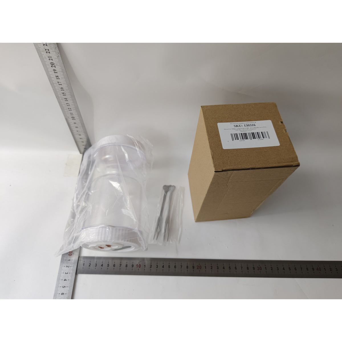 Borcan pentru Muraturi cu Separator de Lichide, Recipient Tip Clepsidra pentru Separare Umed-Uscat, Inchidere Ermetica, Include 2 Furculite, Material ABS si PP, 800 ml, Alb, 18x9x9 cm