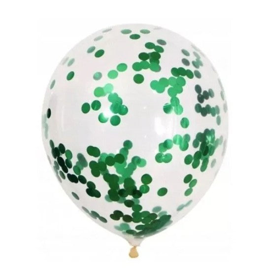 Set 10 Baloane Party Confetti, Mix Baloane Latex Turcoaz și Transparente, Potrivite pentru Aer sau Heliu, Biodegradabile, 25 cm, Turcoaz