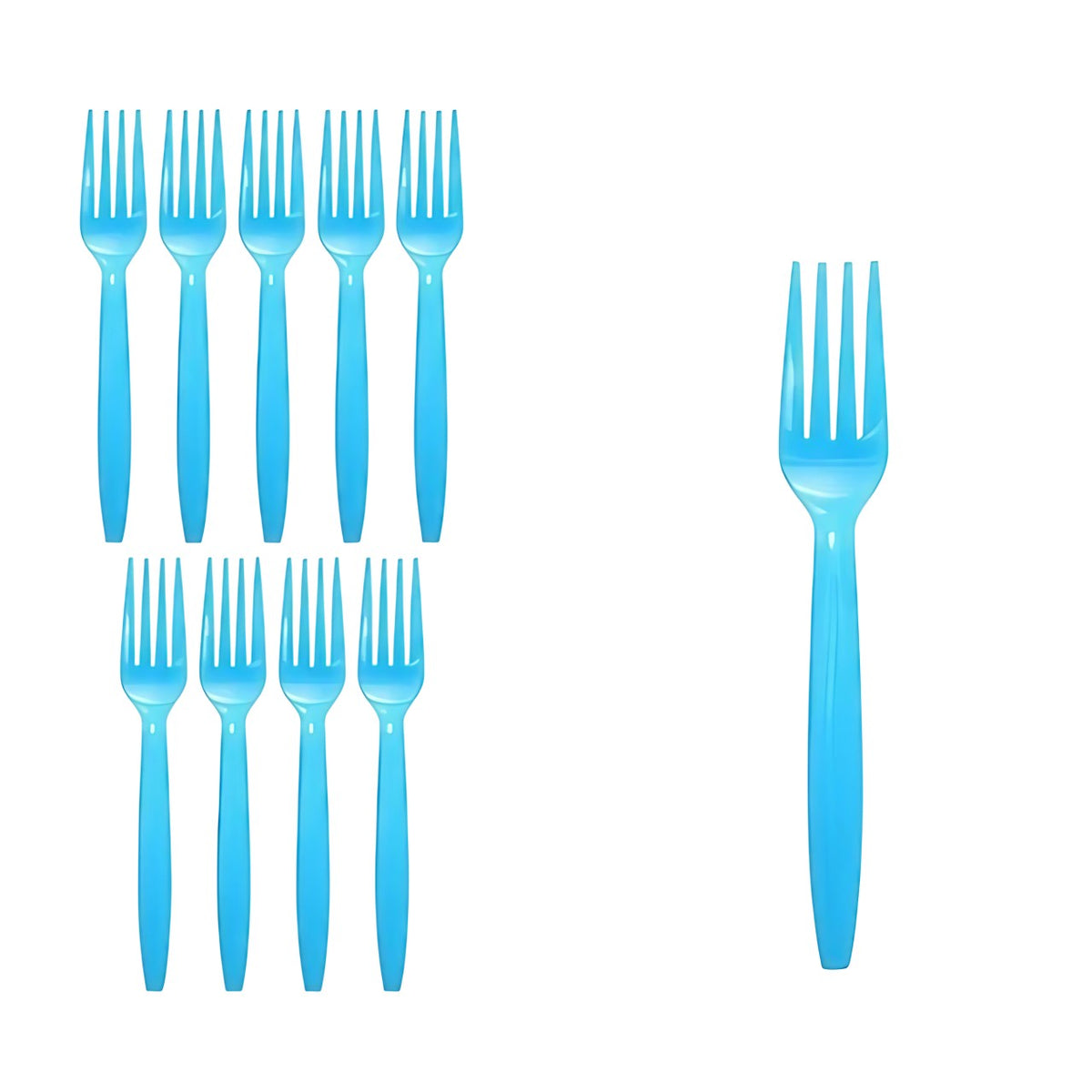 Set Furculite Unica Folosinta, Tacamuri Plastic pentru Petreceri si Picnic, Rezistente, 15.5 x 2.5 cm, Albastru, 10 Bucati