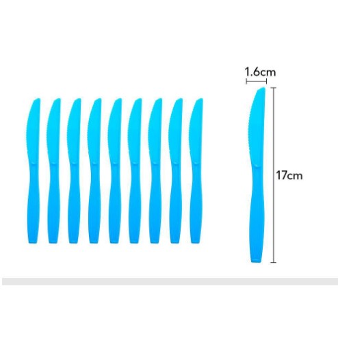 Set 10 Cutite de Unica Folosinta, Plastic Rezistent pentru Picnic si Petreceri, 17 x 1.6 cm, Albastru