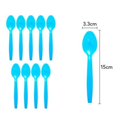 Set 10 Linguri de Unica Folosinta, Plastic Rezistent pentru Party si Picnic, 15x3.3 cm, Albastru