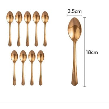 Set 10 Linguri de Unica Folosinta, Design Elegant pentru Evenimente, Plastic Rezistent, 15 x 3.3 cm, Bronz