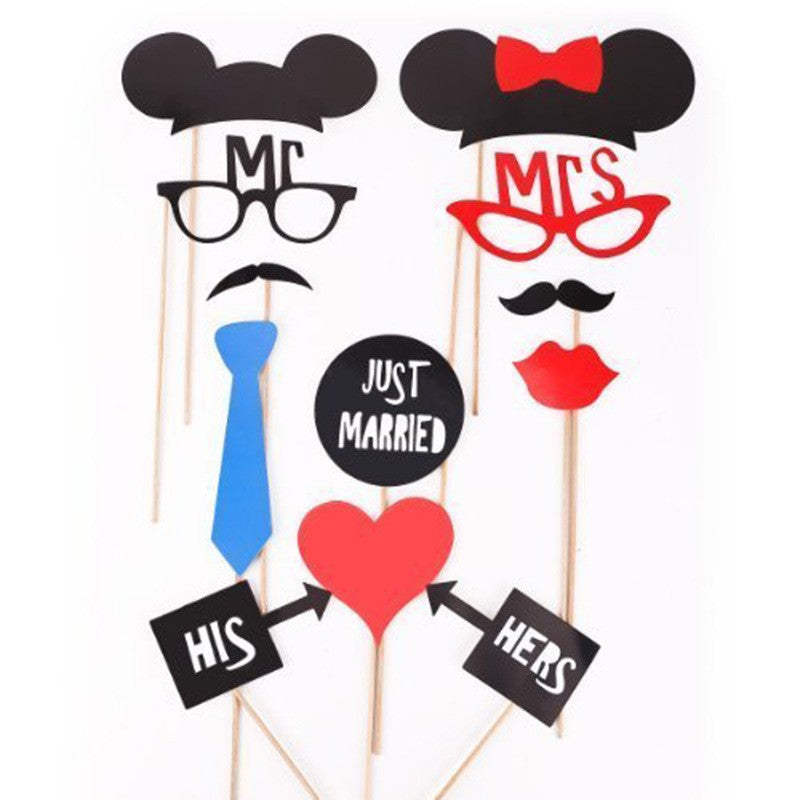 Set 31 Accesorii pentru Petrecere, Props Photo Booth pentru Nunta si Evenimente, Carton, Modele Ochelari, Pălării și Mustăți, Multicolor