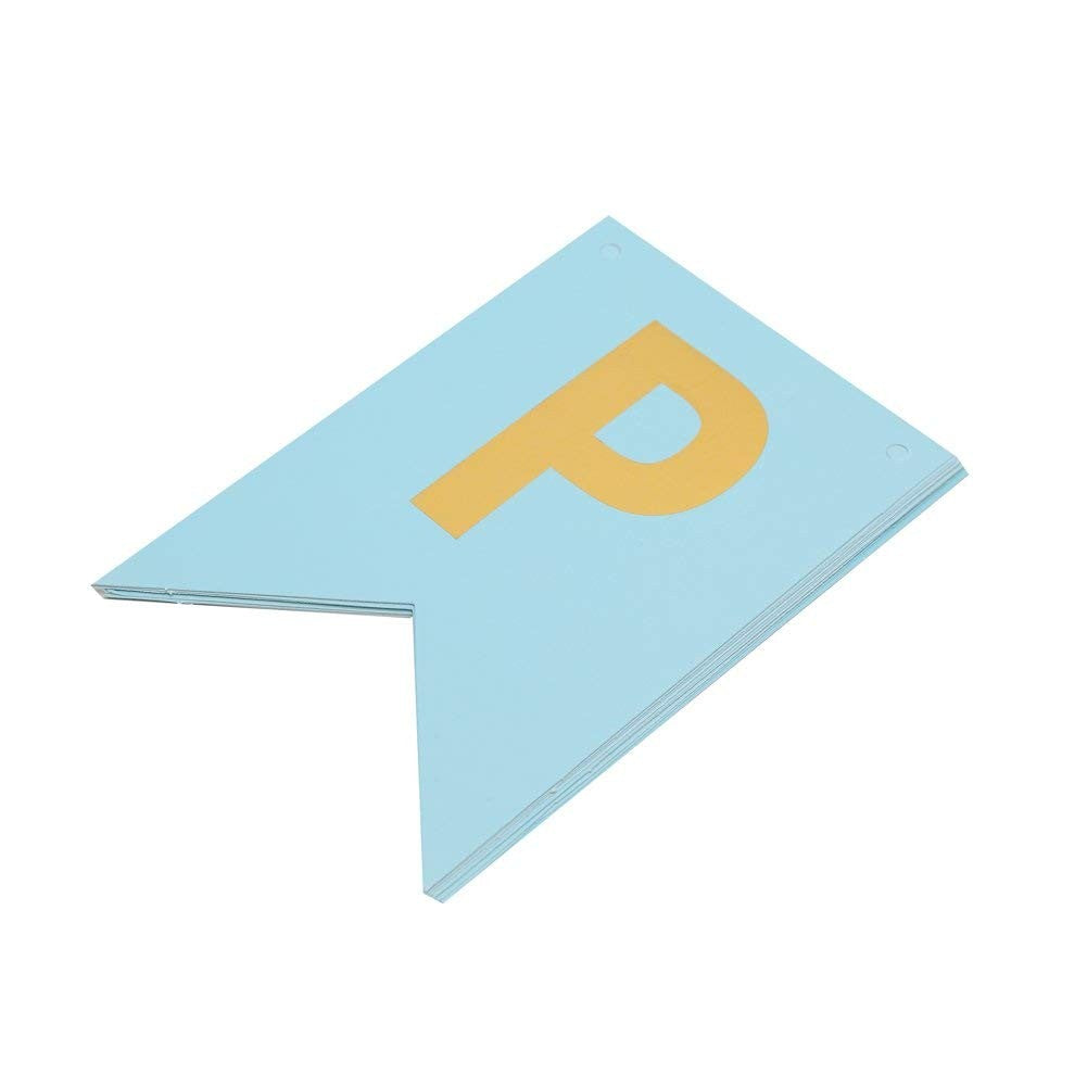 Banner Happy Birthday pentru Aniversare, Decor Petrecere cu 13 Stegulețe, Rezistent la Intemperii, Include Rolă de Ață, Albastru, 100x200 cm