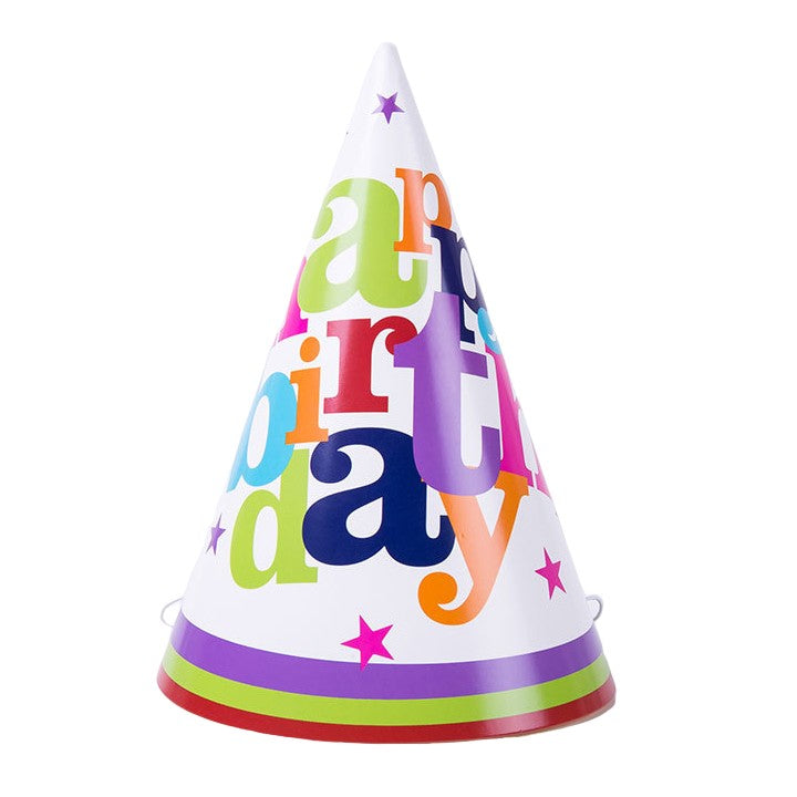 Set 6 Coifuri Happy Birthday pentru Petrecere Aniversara, Accesorii Festive cu Banda Elastica, Carton Rezistent, Multicolor, 19x15 cm
