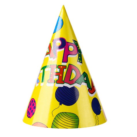 Set 6 Coifuri Petrecere Copii, Palarii Aniversare Happy Birthday, Carton Usor, 20 x 13.5 cm, Multicolor, 6 Bucati