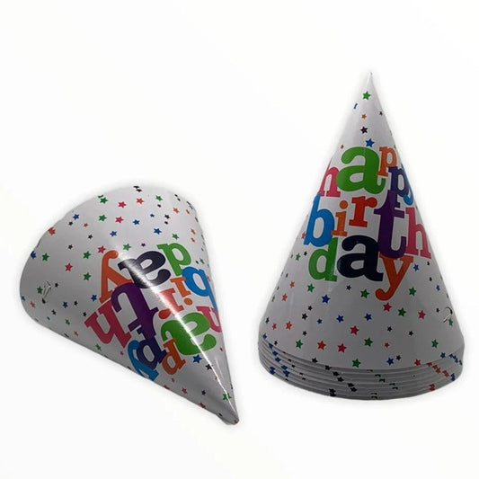 Set 6 Coifuri Petrecere Copii, Accesorii Aniversare Happy Birthday, Material Carton, Multicolor, 20 x 13.5 cm