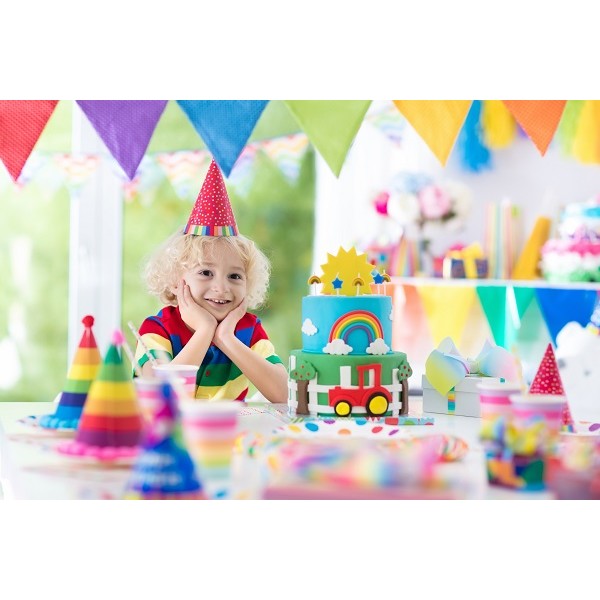 Set 6 Coifuri Petrecere Copii, Model Happy Birthday, Pălării Aniversare din Carton, 20 x 13.5 cm, Multicolor