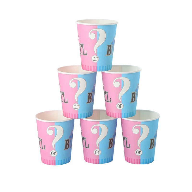 Set 10 Pahare Gender Reveal, Model Girl or Boy, Pahare Tematice din Carton Eco-Friendly, 250 ml, Roz și Albastru, 10 Bucăți
