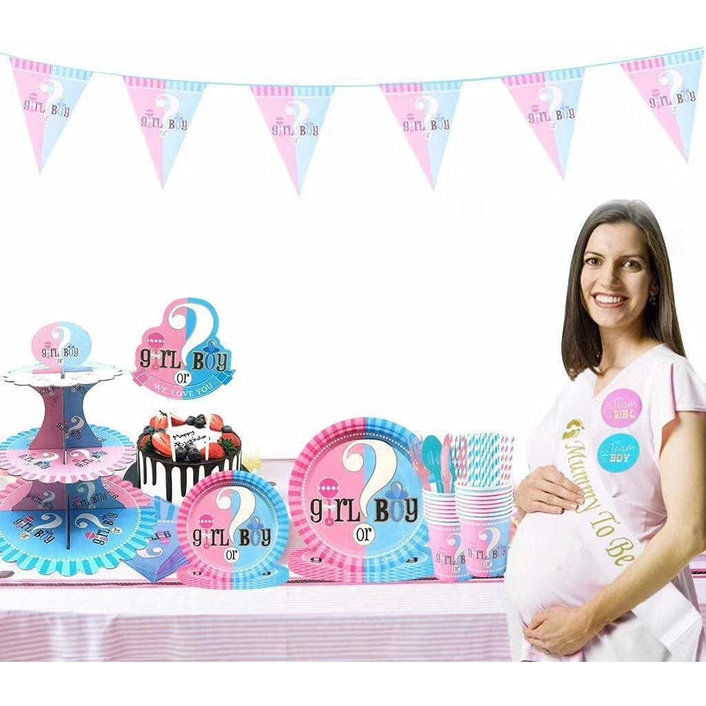 Set Coifuri Gender Reveal, Model Girl or Boy cu Elastic, Carton Rezistent, Roz si Albastru, 20 x 14 cm, 6 Bucati