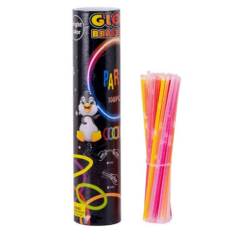 Set 100 Brățări Luminoase Fosforescente, Glow Sticks pentru Petreceri și Festivaluri, Conectori Incluși, Multicolor, 20 cm x 5 mm, 100 Bucăți