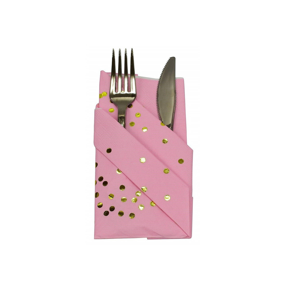 Șervețele de Masă cu Buline Aurii, Set 20 Bucăți, Hârtie Absorbantă Premium, pentru Petreceri și Evenimente, 17 x 17 cm, Roz
