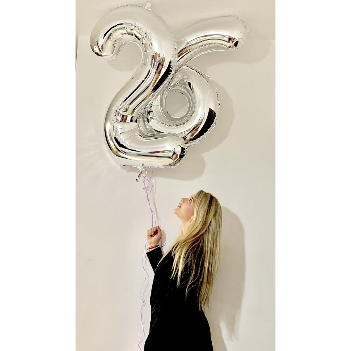 Balon Figurina Cifra 6, Balon Aniversar din Folie Metalizata de Aluminiu, Umflare cu Aer sau Heliu, Include Pai de Umflare, Argintiu, 80 cm