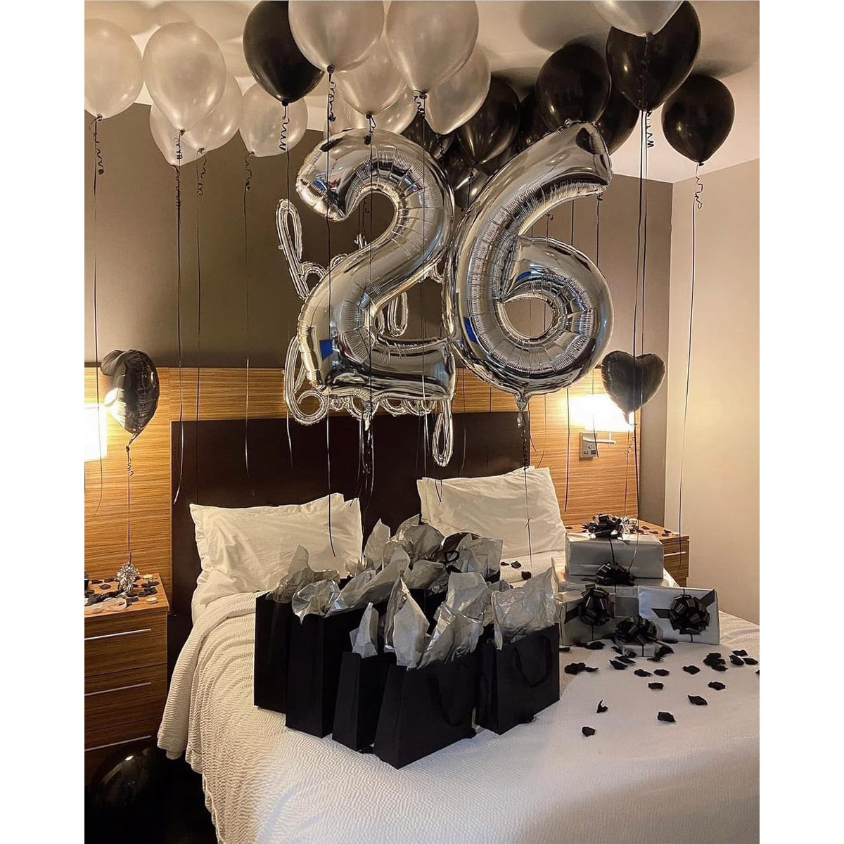 Balon Figurina Cifra 6, Balon Aniversar din Folie Metalizata de Aluminiu, Umflare cu Aer sau Heliu, Include Pai de Umflare, Argintiu, 80 cm